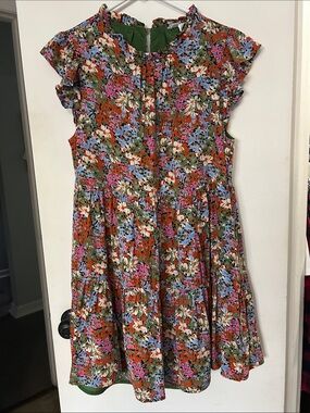 THML Small Women’s Floral Flutter-Sleeve Dress - Orange, Pink, Blue, Green